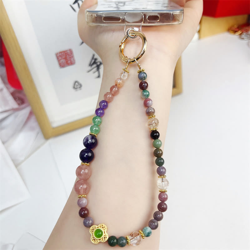 Tourmaline Amethyst Strawberry Quartz Car Hanging Charm