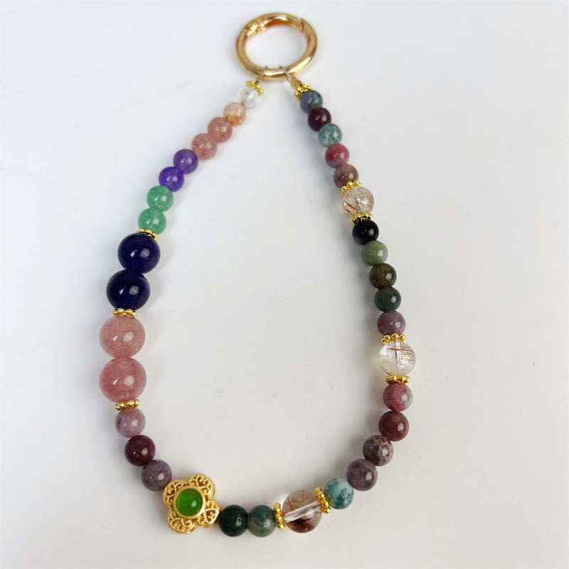 Tourmaline Amethyst Strawberry Quartz Car Hanging Charm