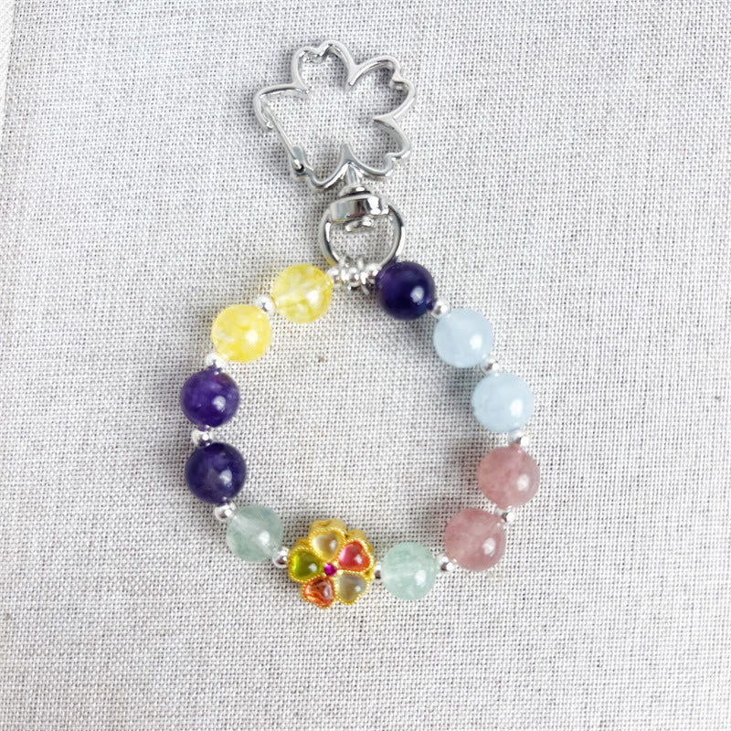 Amethyst Citrine Strawberry Quartz Spiritual Key Chain