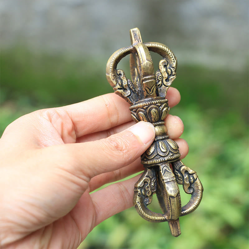 Handmade Nepal Five Prong Vajra Dorje Meditation Copper Decoration