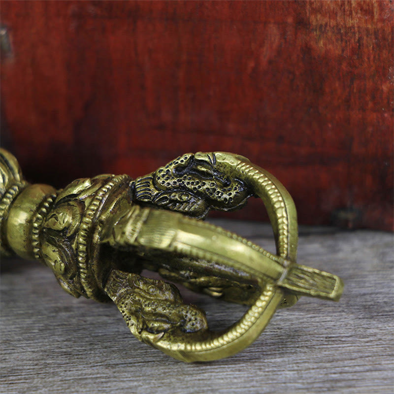 Handmade Nepal Five Prong Vajra Dorje Meditation Copper Decoration