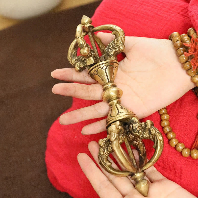 9.06in Copper Meditation Dorje Handmade in Nepal