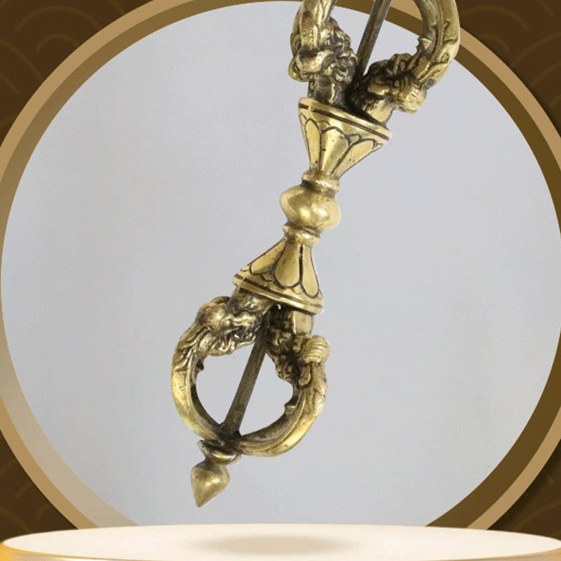 9.06in Copper Meditation Dorje Handmade in Nepal