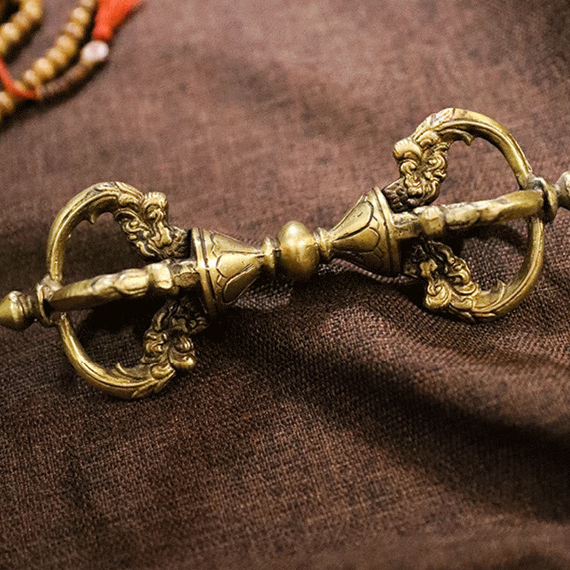 9.06in Copper Meditation Dorje Handmade in Nepal
