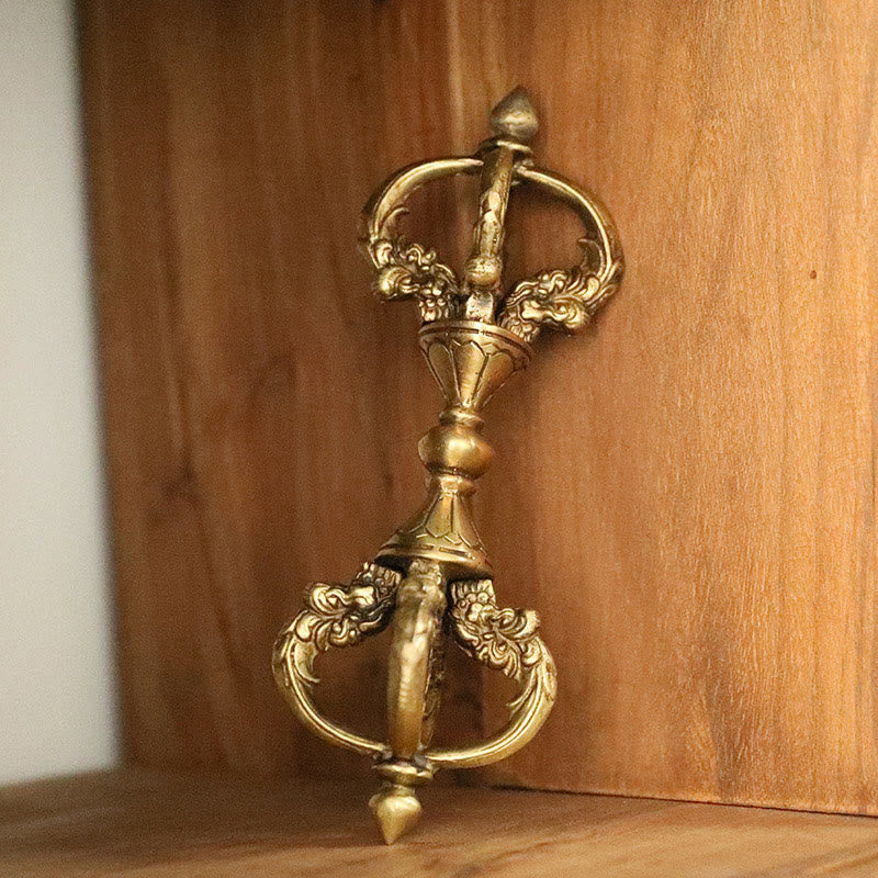 9.06in Copper Meditation Dorje Handmade in Nepal