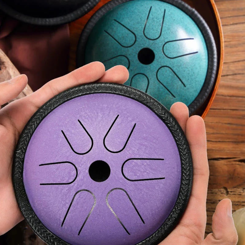 Mini Copper Disc Steel Tongue Drum, 5.5" 6 Notes C Key