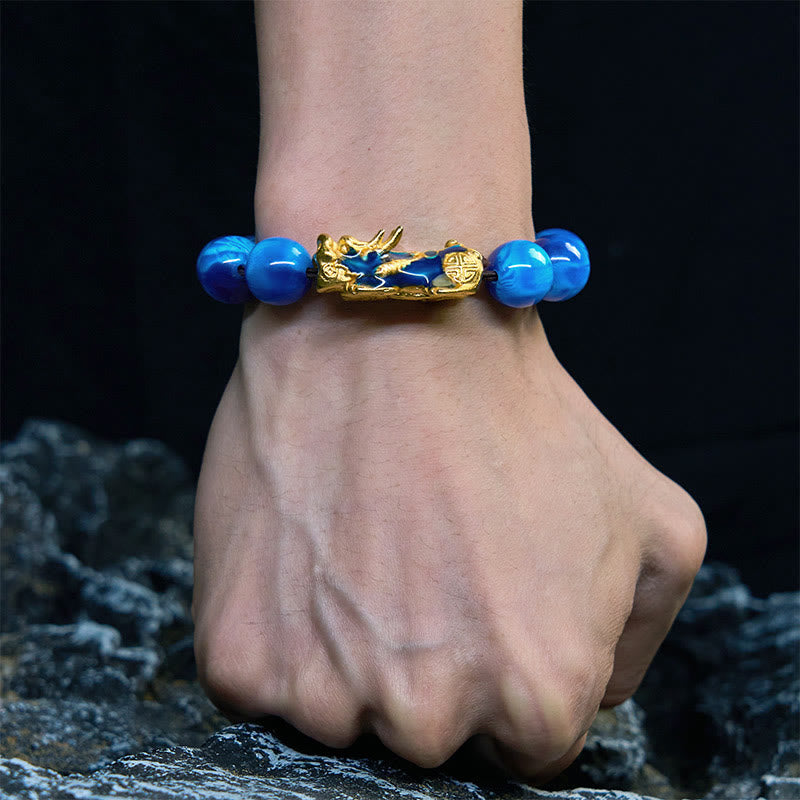 Colorful Sea Willow PiXiu Bracelet 12mm Wrist 15-18cm Unisex