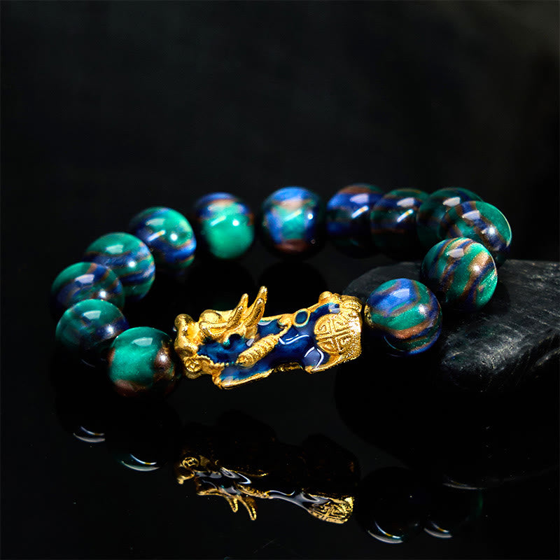 Colorful Sea Willow PiXiu Bracelet 12mm Wrist 15-18cm Unisex