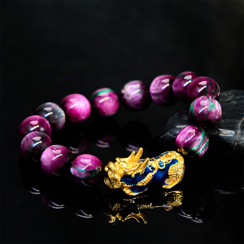 Colorful Sea Willow PiXiu Bracelet 12mm Wrist 15-18cm Unisex