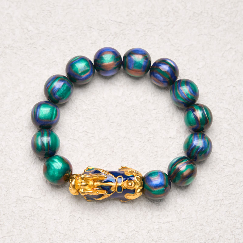 Colorful Sea Willow PiXiu Bracelet 12mm Wrist 15-18cm Unisex
