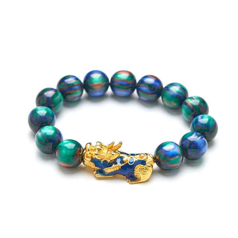 Colorful Sea Willow PiXiu Bracelet 12mm Wrist 15-18cm Unisex