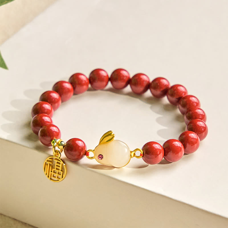8mm Cinnabar Blessing Bracelet with Fu Character for Luck