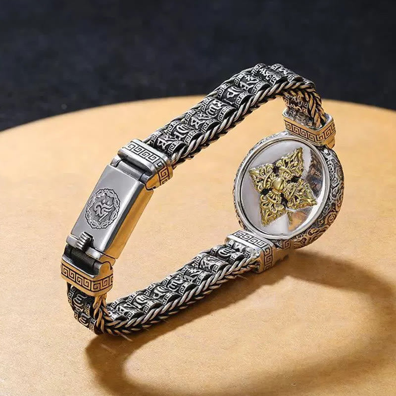 Om Mani Padme Hum Copper Bracelet 7.1in Buckle Rotatable Peace