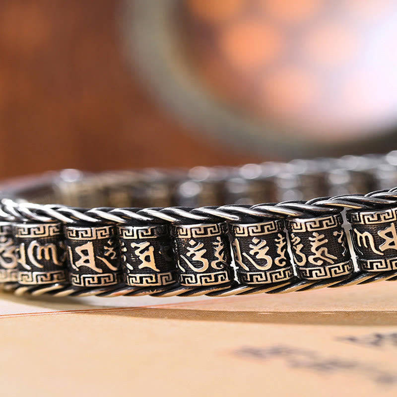 Om Mani Padme Hum Copper Bracelet 7.1in Buckle Rotatable Peace