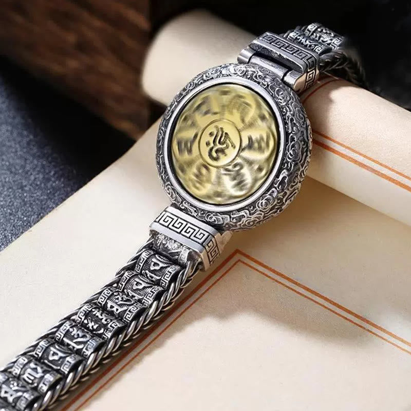 Om Mani Padme Hum Copper Bracelet 7.1in Buckle Rotatable Peace