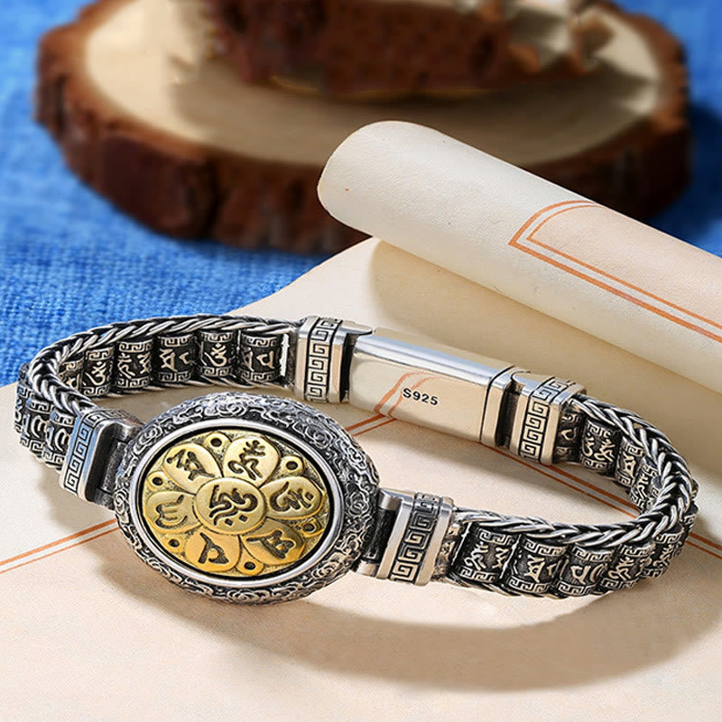 Om Mani Padme Hum Copper Bracelet 7.1in Buckle Rotatable Peace