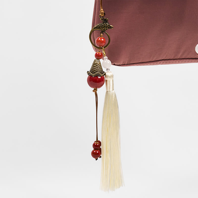 Brown Plum Blossom Cotton Linen Yoga Bag