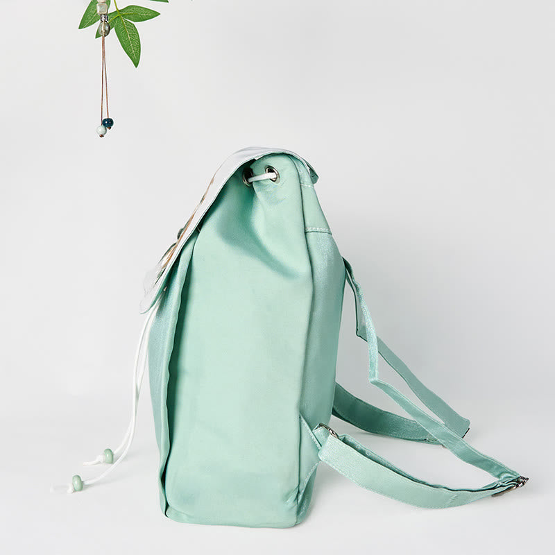 Green Peony Flowers Canvas Backpack | Mindful Clothing