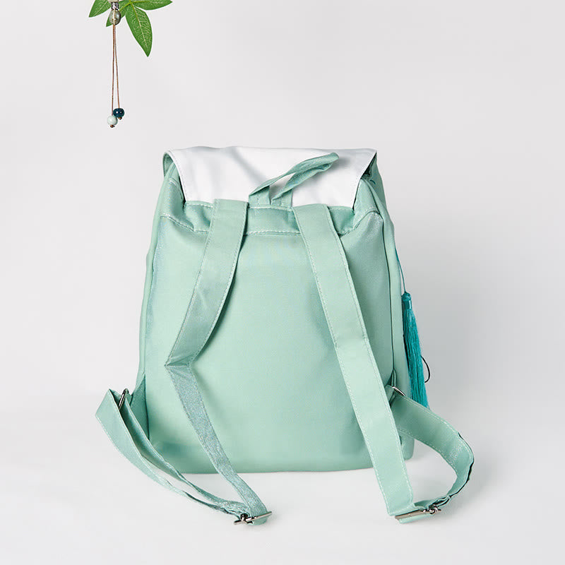 Green Peony Flowers Canvas Backpack | Mindful Clothing