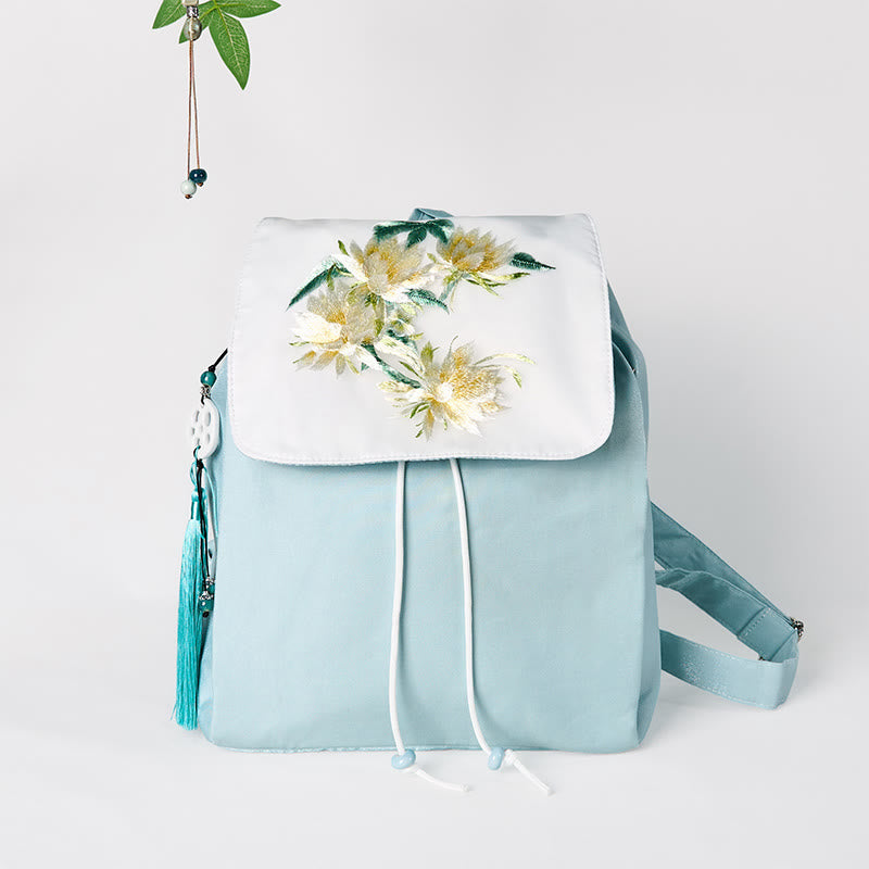 Blue Epiphyllum Canvas Backpack for Accessories