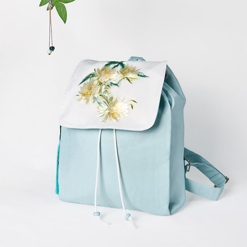 Blue Epiphyllum Canvas Backpack for Accessories