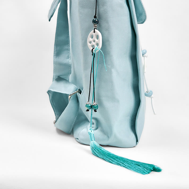 Blue Lotus Embroidered Canvas Backpack | Yoga Bag