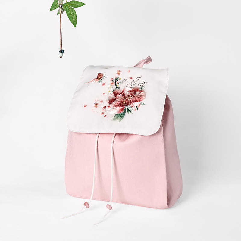 Pink Peony Flowers Canvas Backpack | Spiritual Accessories