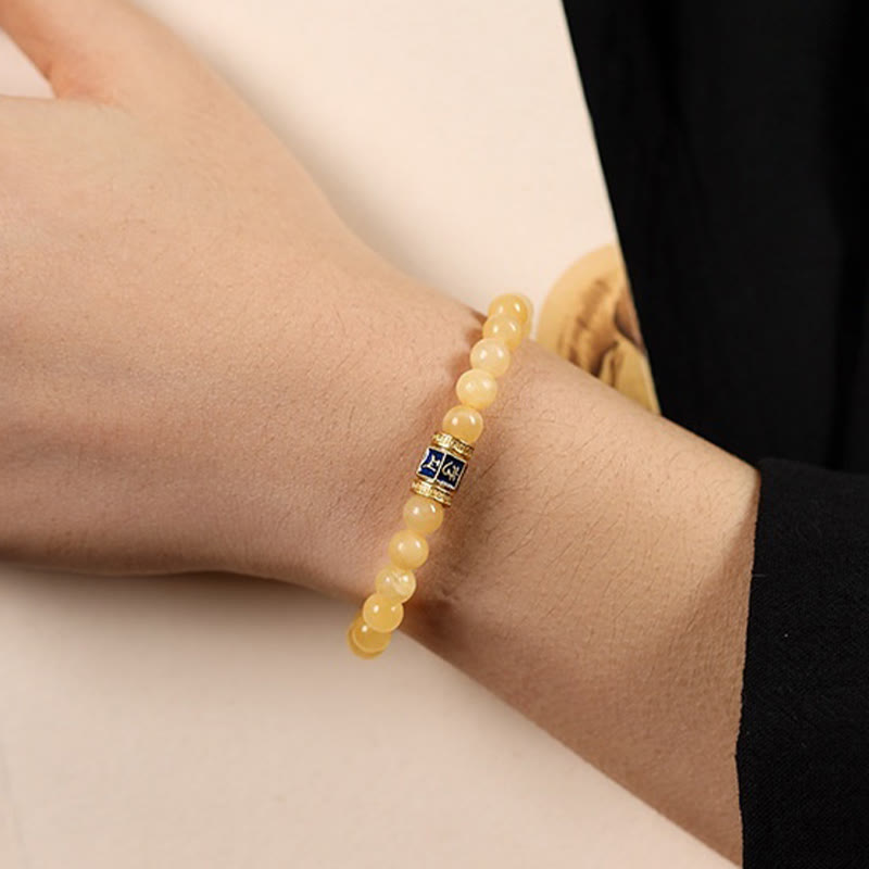 6mm Topaz Om Mani Padme Hum Bracelet