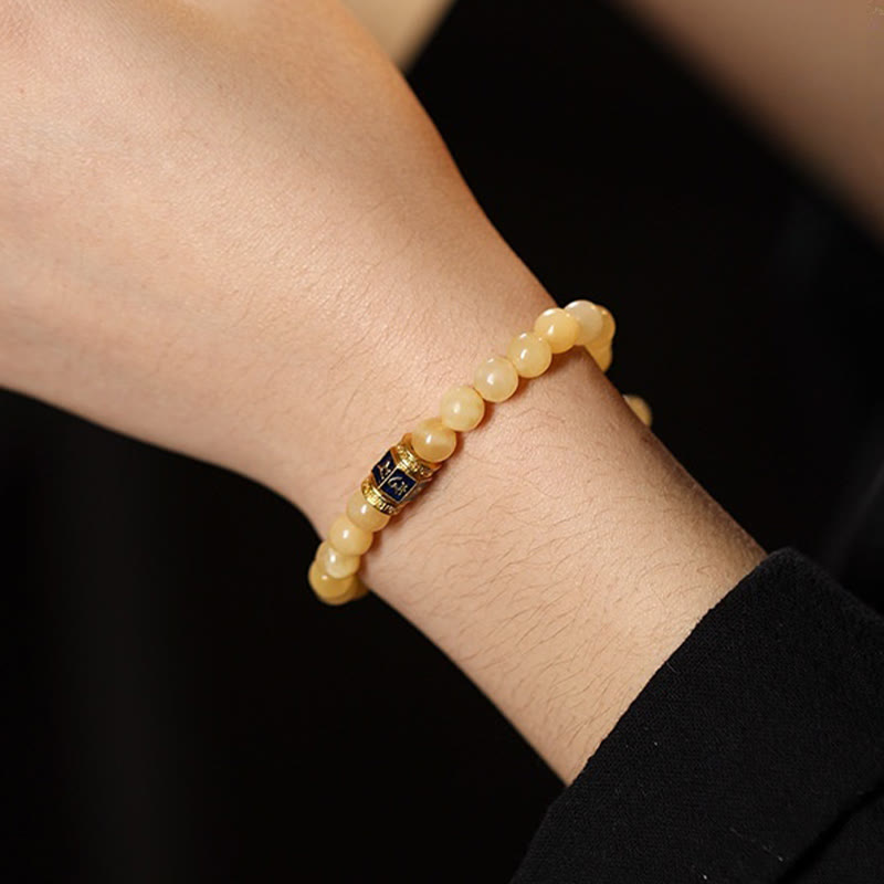 6mm Topaz Om Mani Padme Hum Bracelet