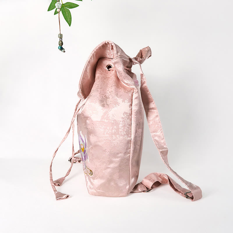 Pink Lotus Embroidered Backpack - Spiritual Apparel