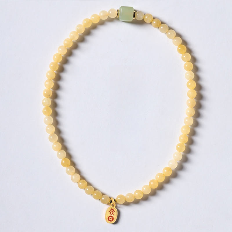 6mm Topaz Jade Cube Double Circle Wealth Bracelet