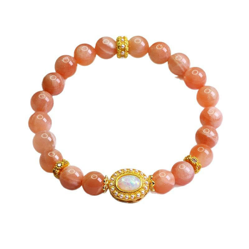 Adjustable Peach Moonstone Bracelet for Women Soothing Balance