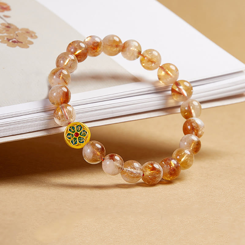 Citrine Om Mani Padme Hum Sterling Silver Bracelet