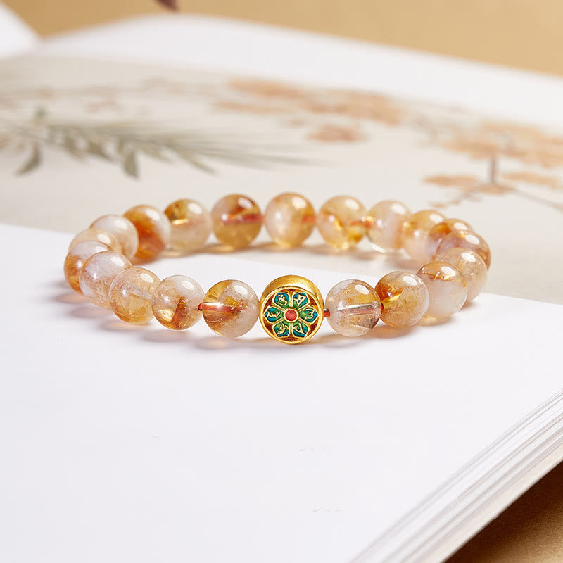 Citrine Om Mani Padme Hum Sterling Silver Bracelet