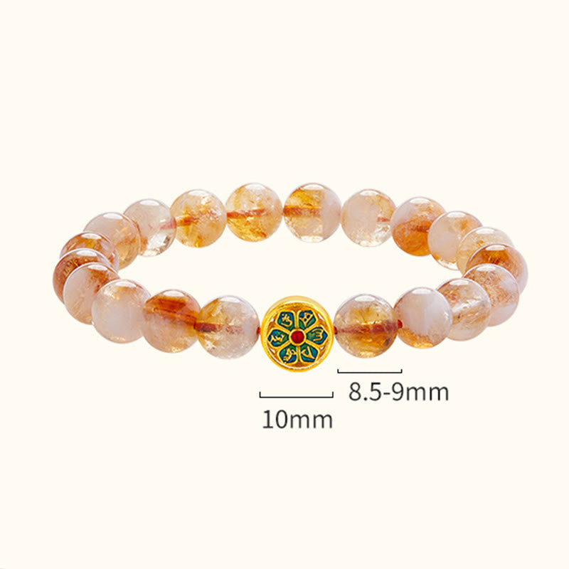Citrine Om Mani Padme Hum Sterling Silver Bracelet