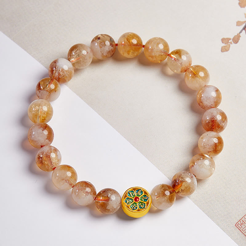 Citrine Om Mani Padme Hum Sterling Silver Bracelet