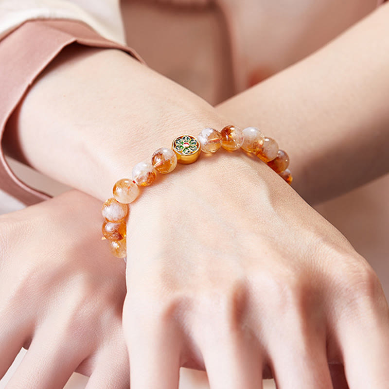 Citrine Om Mani Padme Hum Sterling Silver Bracelet