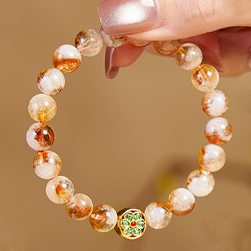 Citrine Om Mani Padme Hum Sterling Silver Bracelet