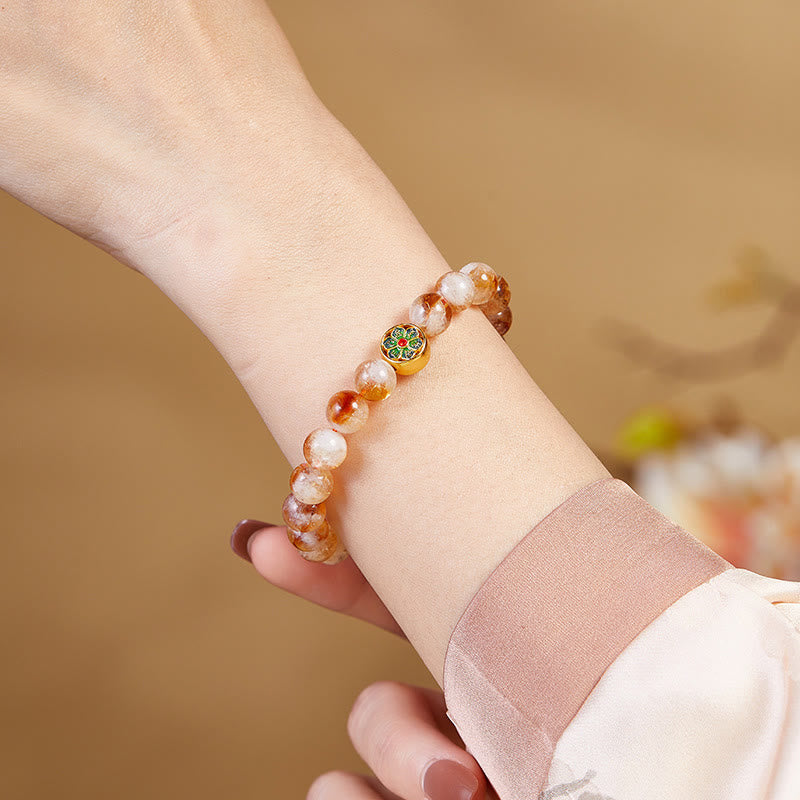 Citrine Om Mani Padme Hum Sterling Silver Bracelet