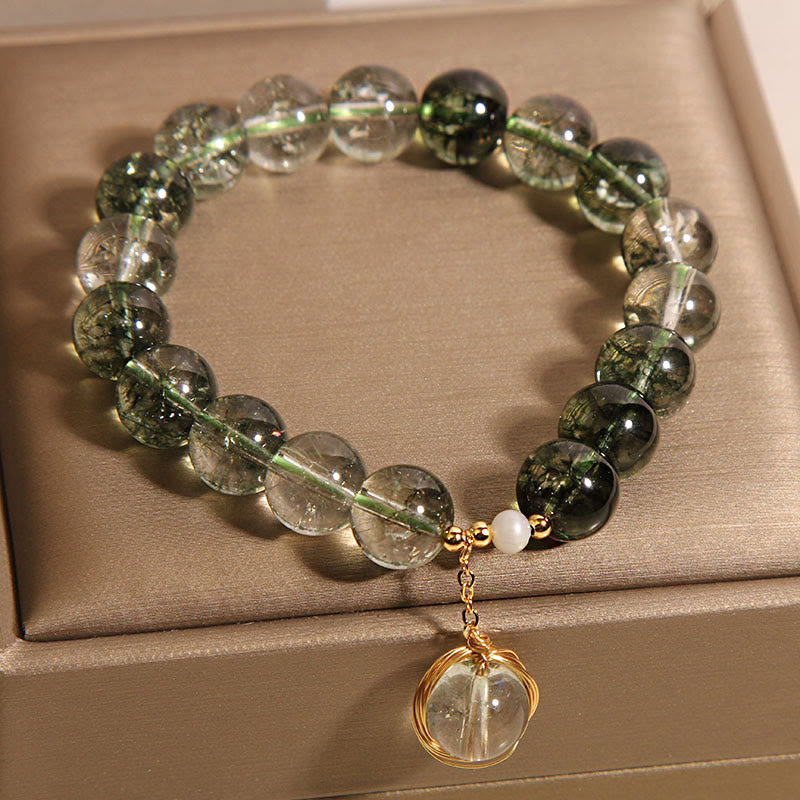 Green Phantom Crystal Lucky Bracelet 14-16cm Meditation