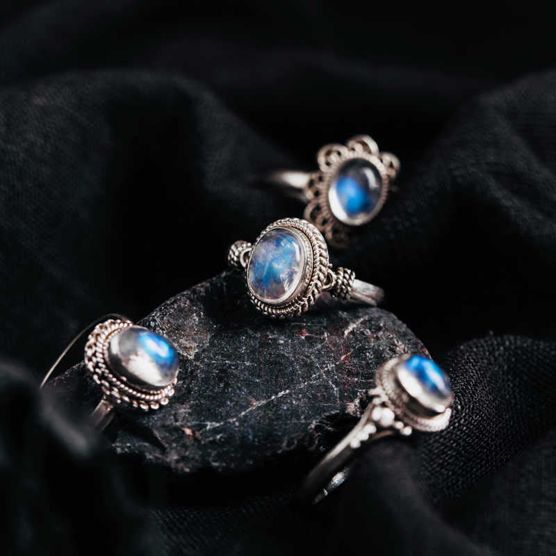 Adjustable Moonstone Ring in 925 Sterling Silver for Positive Energy