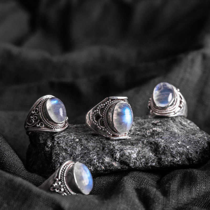 Adjustable Moonstone Ring in 925 Sterling Silver for Healing