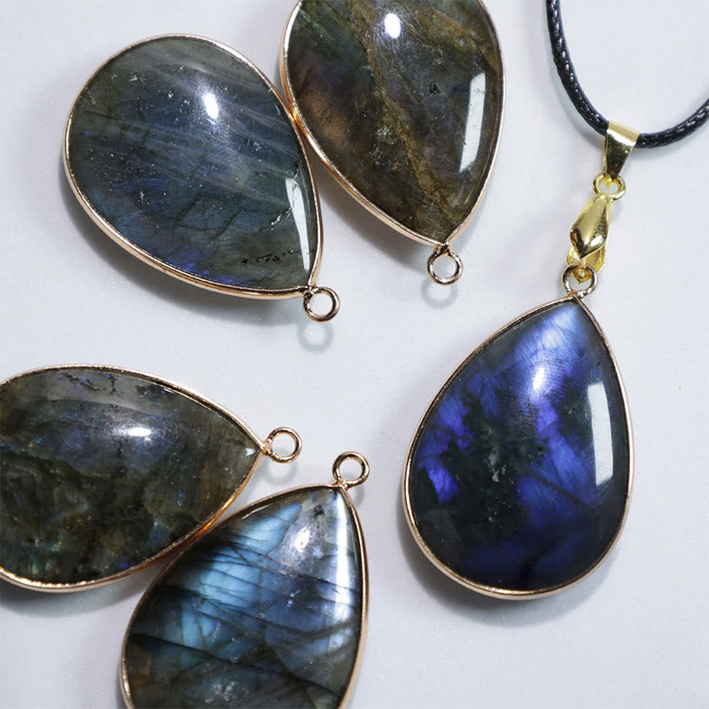 Labradorite Water Drop Pendant Necklace 25x40mm Healing