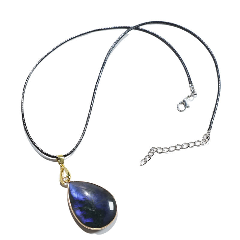 Labradorite Water Drop Pendant Necklace 25x40mm Healing