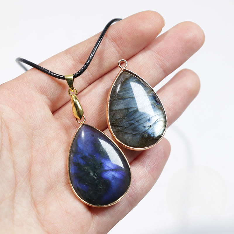 Labradorite Water Drop Pendant Necklace 25x40mm Healing
