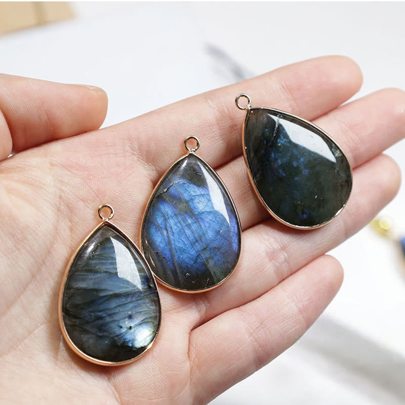 Labradorite Water Drop Pendant Necklace 25x40mm Healing