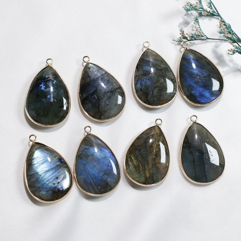Labradorite Water Drop Pendant Necklace 25x40mm Healing