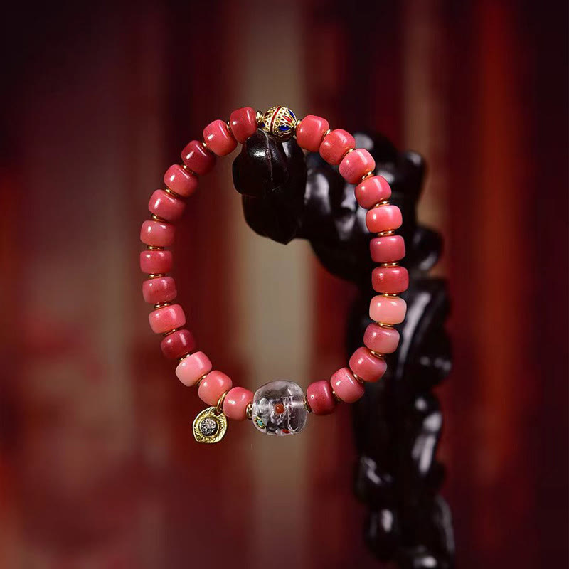 Unisex Camel Bone Red Agate Luck Bracelet Tibetan