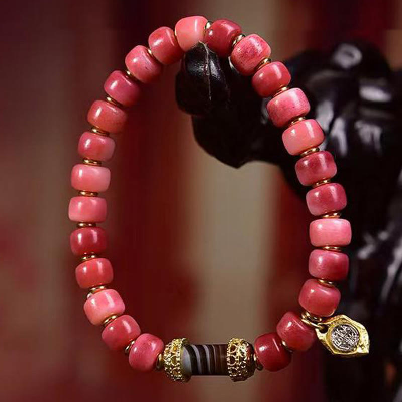 Unisex Camel Bone Red Agate Luck Bracelet Tibetan
