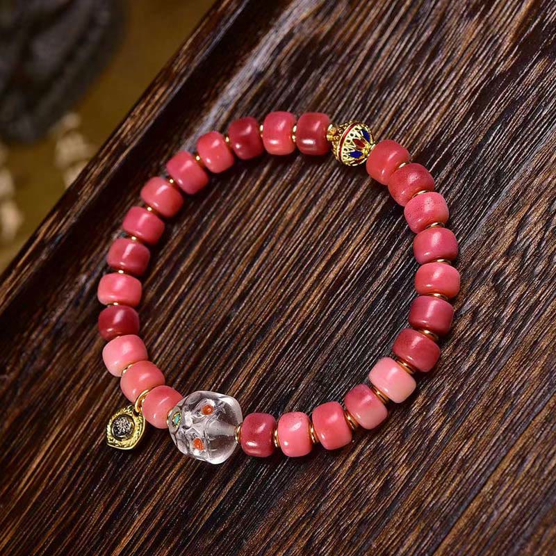 Unisex Camel Bone Red Agate Luck Bracelet Tibetan